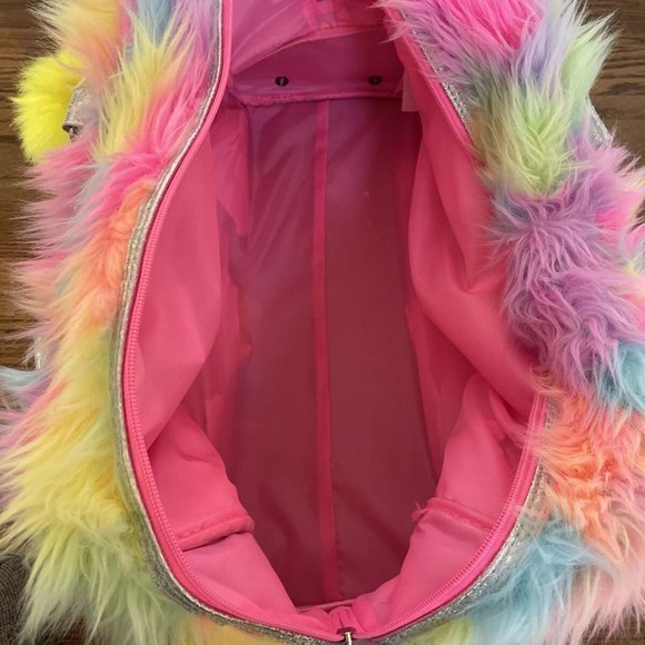 Justice Accessories Justice Girls Fuzzy Rainbow Rolling Carry On